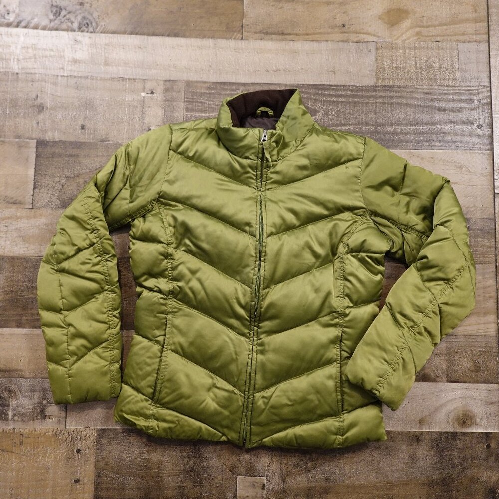 Eddie Bauer‎ Down Puffer Jacket Women’s Medium Tall Olive Green Winter